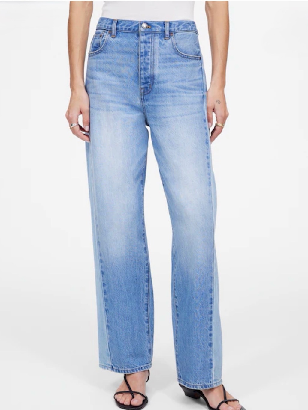 Madewell Pieced Barrel Leg Jeans Size 32 Blue Wide Leg